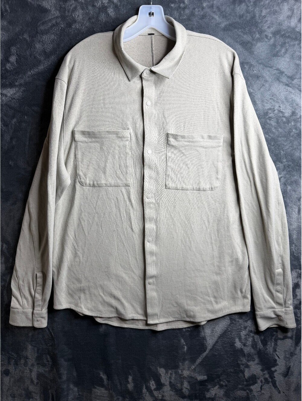 Lululemon Soft Knit Overshirt Long Sleeve Mens's XL Light Grey / Beige
